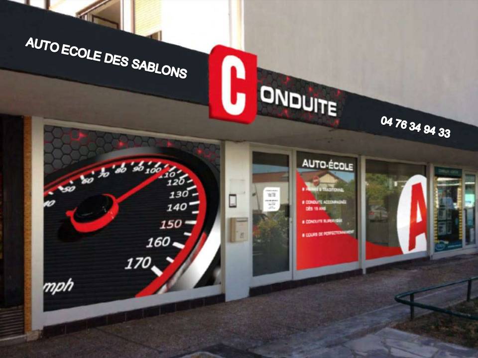 devanture auto école des sablons